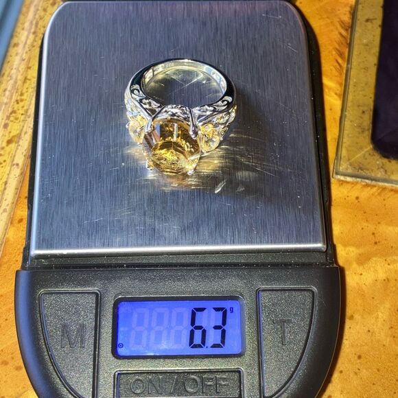 Natural Brazilian Citrine Sterling Silver Cocktail Ring Size 7 - Picture 9 of 9